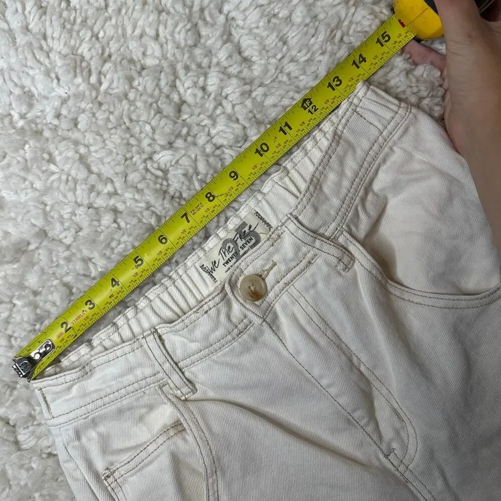 Free People We The Free Extreme Barrel Jeans Cream Off White Wide Leg Cotton